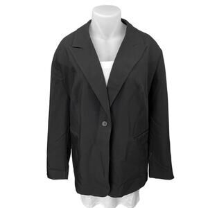 NEW ASOS Black Long Sleeve Peak Lapel Single Button Blazer Suit Coat Jacket 22